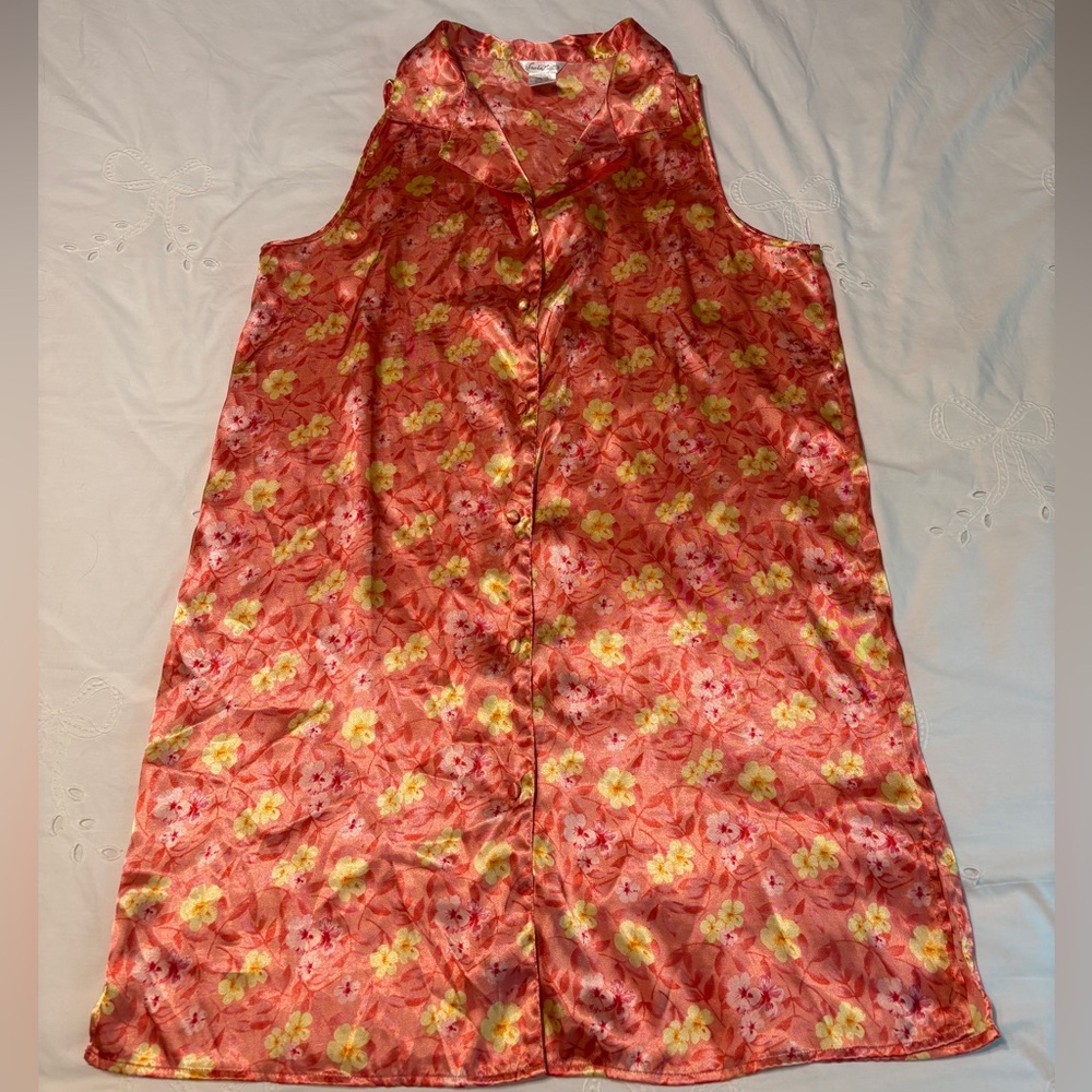 Secret Treasures Floral Satin Top - Pink and Yellow
